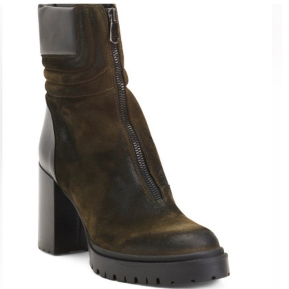 Emanuele Castro Made In Italy Front Zip Heel Booties Sz 40